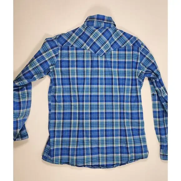 Panhandle Rough Stock Plaid Western Shirt M Embroidered Snap - Picture 10 of 14